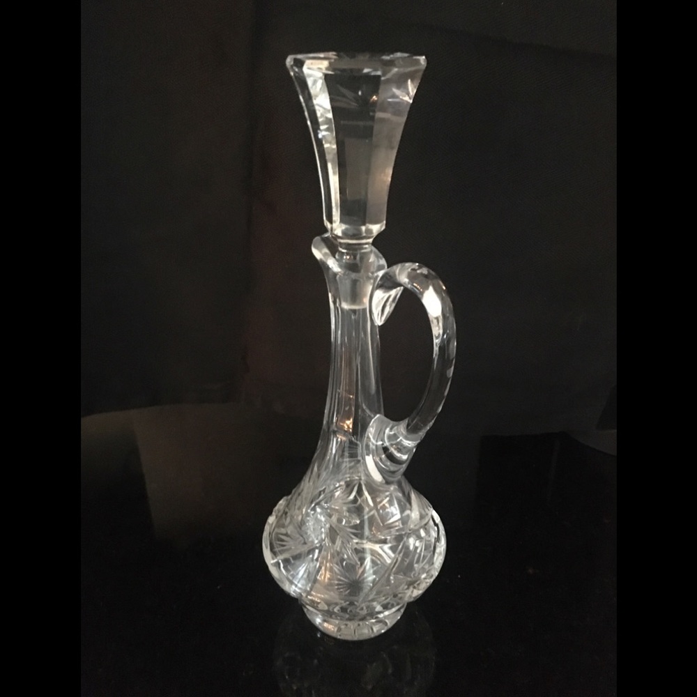 Footed Pedestal Crystal Cruet Intricate Patterning